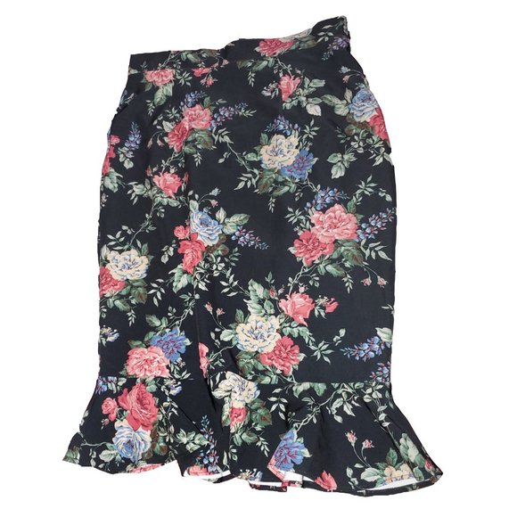 VIXEN by Micheline Pitt FLUTTER SKIRT IN BLACK ROSE PRINT - Sizes 2x OR 3x NWT - Picture 4 of 9